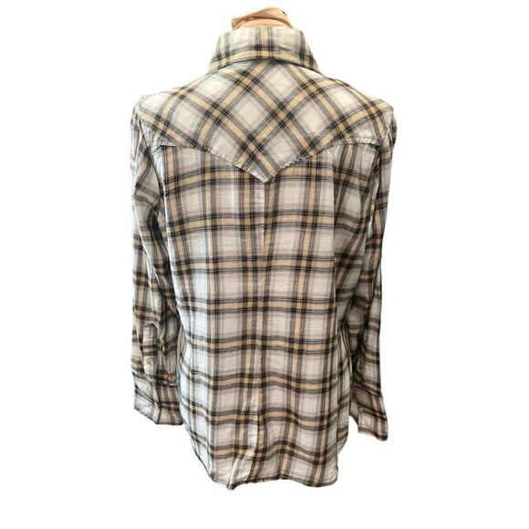 Seven7 SZ 14/16 Plaid Ruffle Western Pearl Button Up Shirt Cowgirl Yellowstone - Picture 2 of 10
